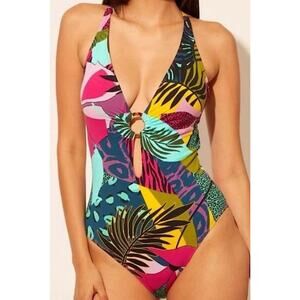 Bleu Rod Beattie Jungle Book Twist One Piece Swimsuit Size 12 NWT Multi Color